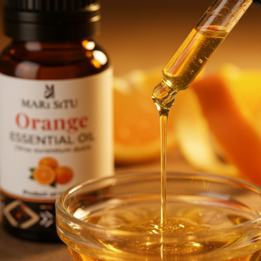Orange Essential Oil Close-Up Pour Shot